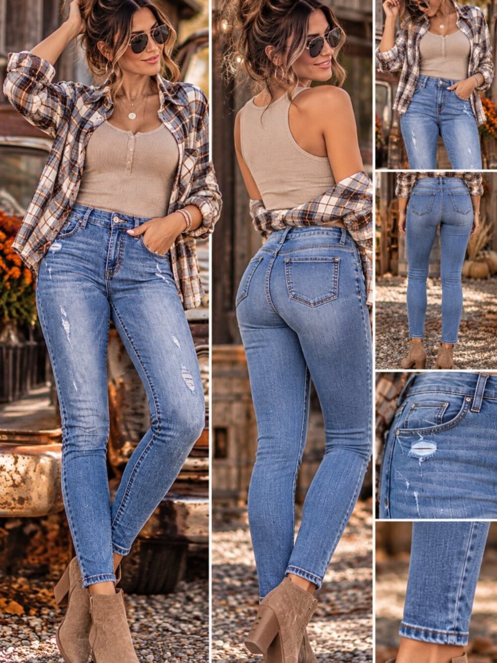 Studio Blue Womens 28 Distressed Light Wash Slim Skinny Stretch Jeans 134 - Picture 2 of 9